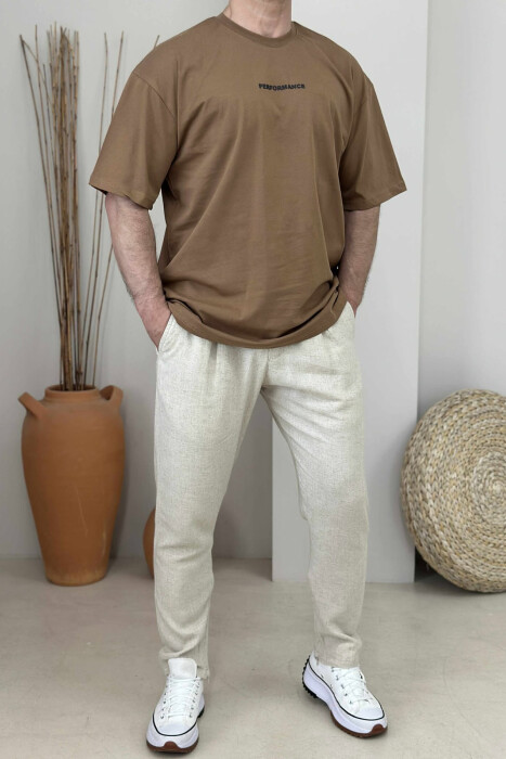 PERFORMANCE WRITTING SIMPLE MEN T-SHIRT BROWN/KAFE 