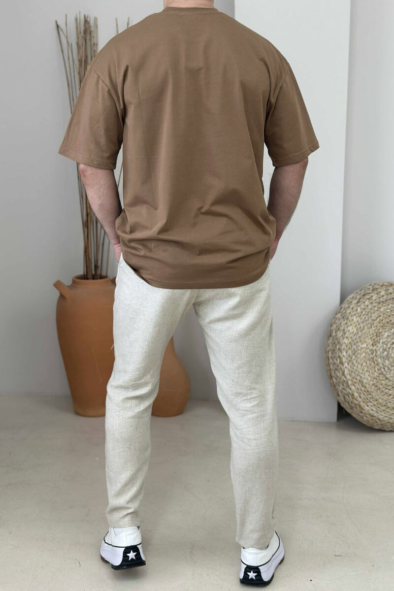 PERFORMANCE WRITTING SIMPLE MEN T-SHIRT BROWN/KAFE - 2