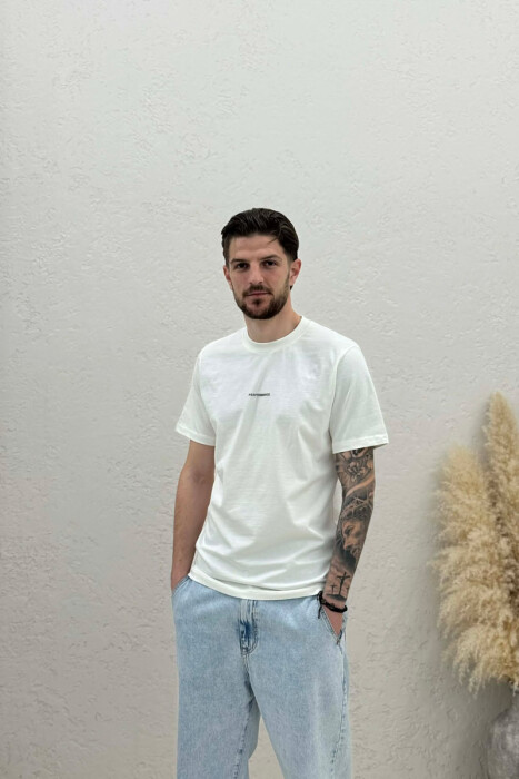 PERFORMANCE WRITTING SIMPLE MEN T-SHIRT CREAM/KREM - 1