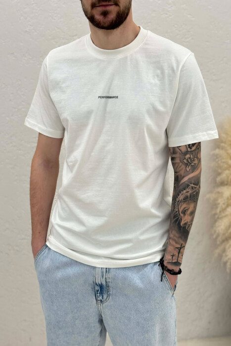 PERFORMANCE WRITTING SIMPLE MEN T-SHIRT CREAM/KREM - 2