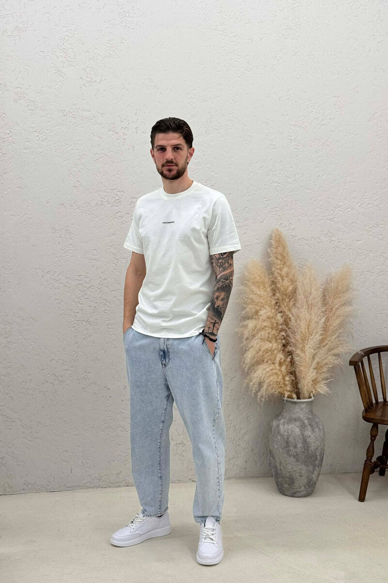 PERFORMANCE WRITTING SIMPLE MEN T-SHIRT CREAM/KREM - 3