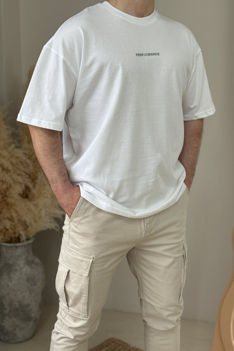 PERFORMANCE WRITTING SIMPLE MEN T-SHIRT WHITE-E BARDHE - 1