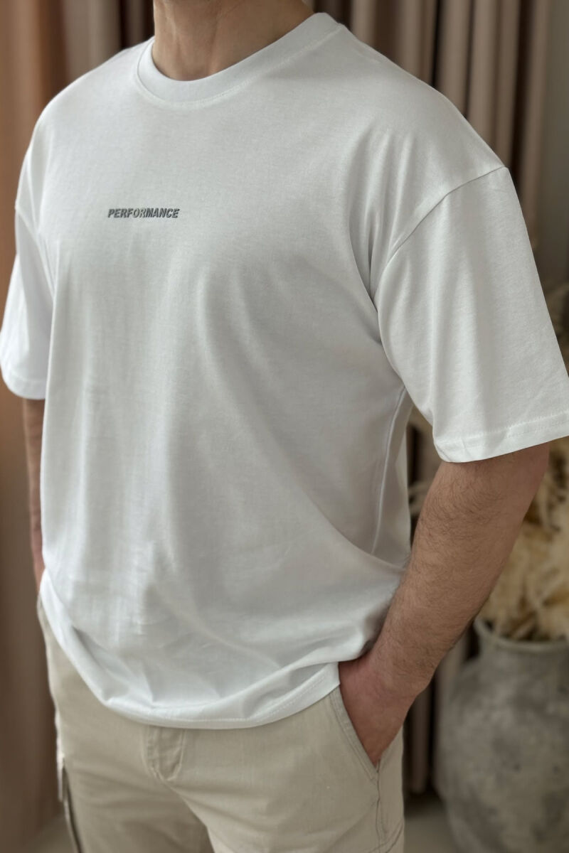 PERFORMANCE WRITTING SIMPLE MEN T-SHIRT WHITE-E BARDHE - 3