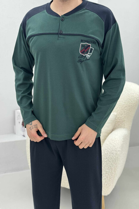 PIZHAME BLUZË ME BUTONA+TUTA PËR MESHKUJ NË NGJYRË JESHILE - 2