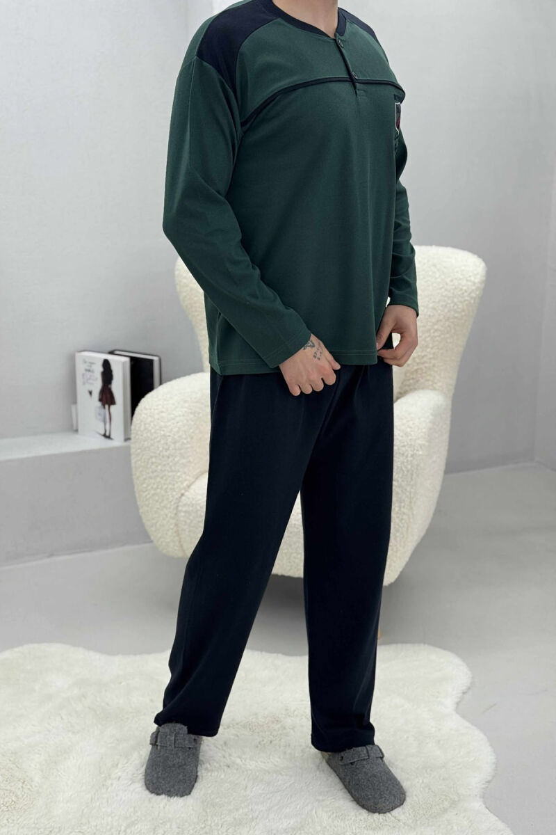 PIZHAME BLUZË ME BUTONA+TUTA PËR MESHKUJ NË NGJYRË JESHILE - 3