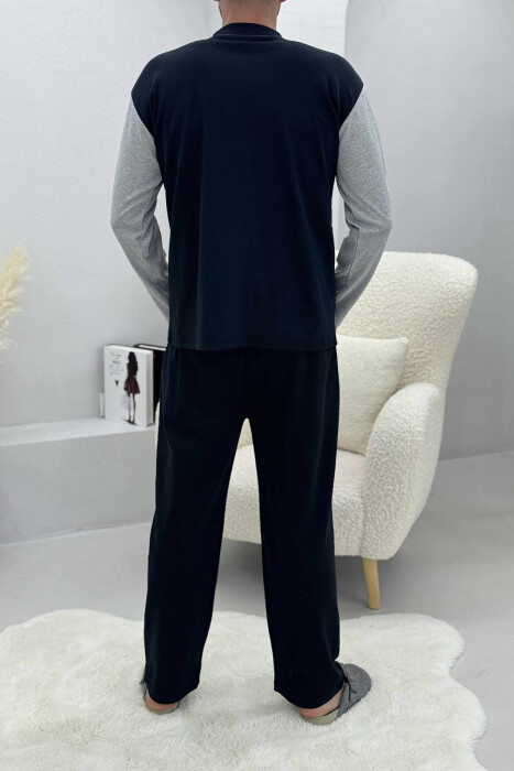 PIZHAME BLUZË ME DIZJAN NË PJESËN PARA+TUTA PËR MESHKUJ NË NGJYRË GRI TË ZBARDHUR - 3