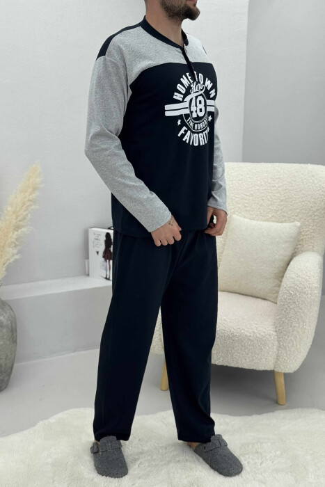 PIZHAME BLUZË ME DIZJAN NË PJESËN PARA+TUTA PËR MESHKUJ NË NGJYRË GRI TË ZBARDHUR - 4