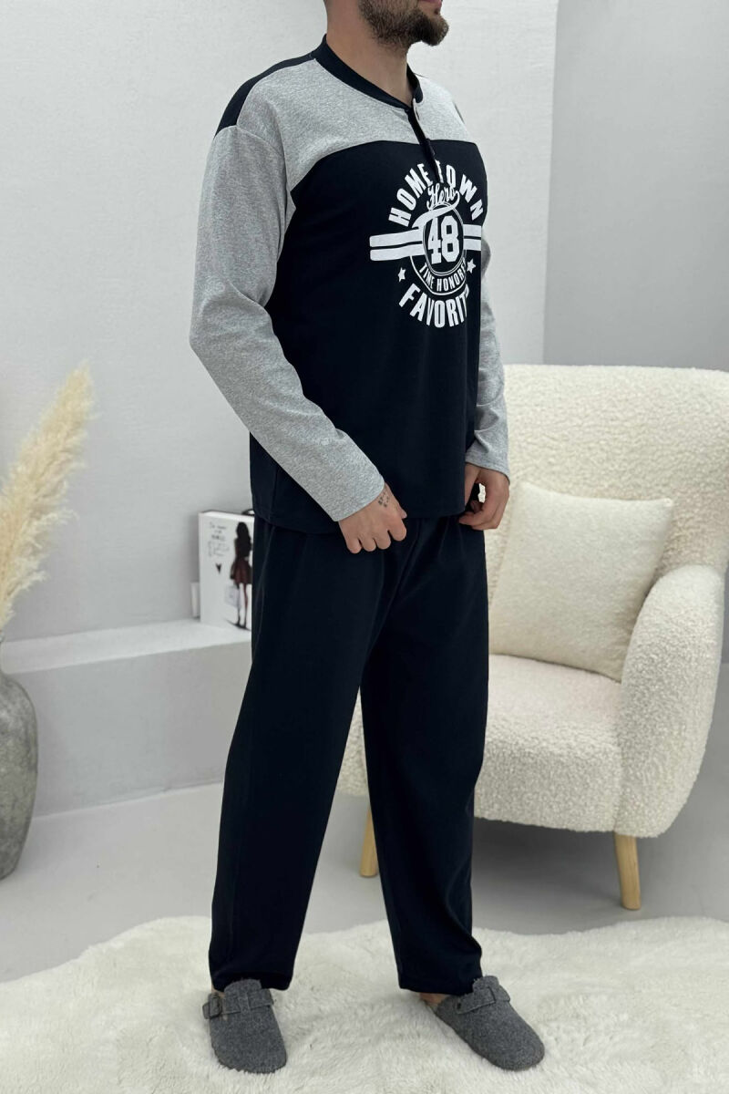 PIZHAME BLUZË ME DIZJAN NË PJESËN PARA+TUTA PËR MESHKUJ NË NGJYRË GRI TË ZBARDHUR - 4