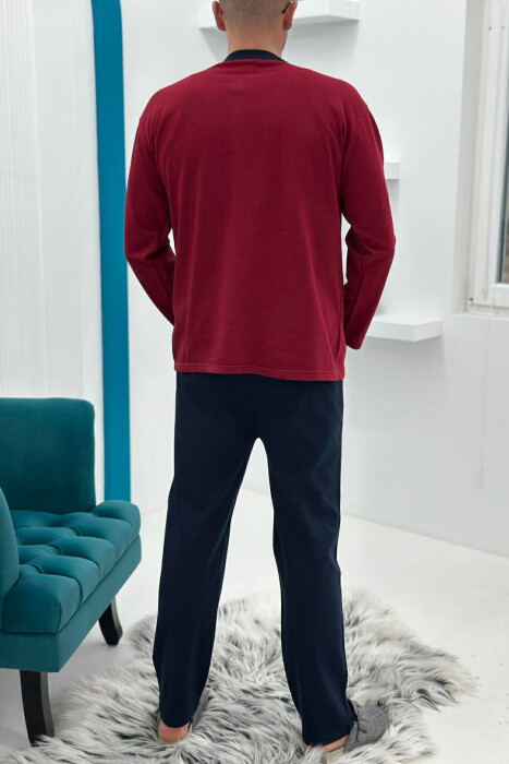 PIZHAME BLUZE ME JAKE ME BUTONA + TUTA PER MESHKUJ NE NGJYRE VISHNJE - 4