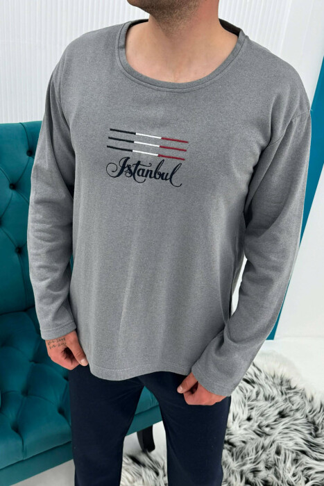PIZHAME BLUZE ME LOGO ISTAMBUL+TUTA PER MESHKUJ NE NGJYRE GRI - 3