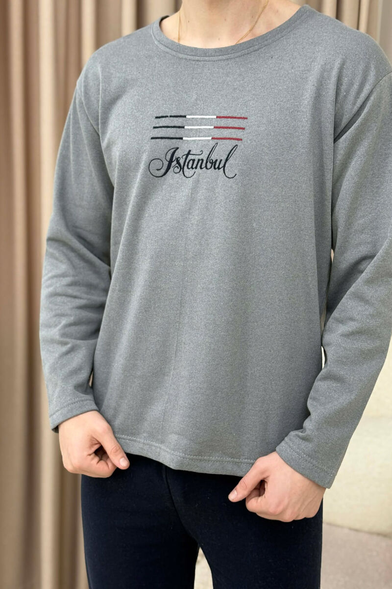 PIZHAME BLUZE ME LOGO ISTAMBUL+TUTA PER MESHKUJ NE NGJYRE GRI - 3