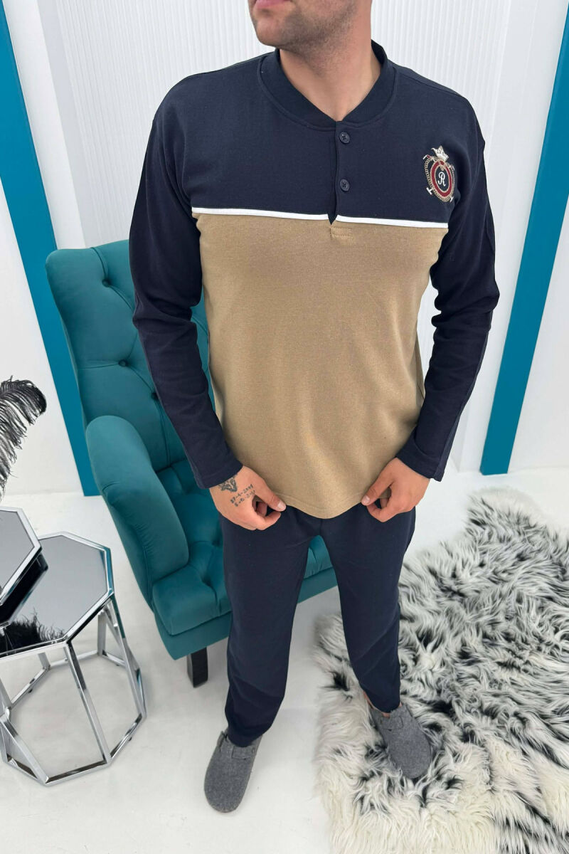 PIZHAME BLUZE ME LOGO TË THJESHTE+TUTA PER MESHKUJ NE NGJYRE BLU ME BEZHE - 2