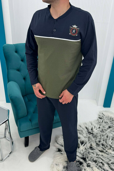 PIZHAME BLUZE ME LOGO TË THJESHTE+TUTA PER MESHKUJ NE NGJYRE BLU ME JESHILE - 2