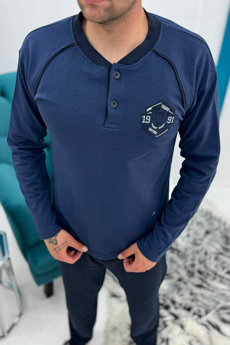 PIZHAME BLUZE ME LOGO TË THJESHTE+TUTA PER MESHKUJ NE NGJYRE BLU - 3