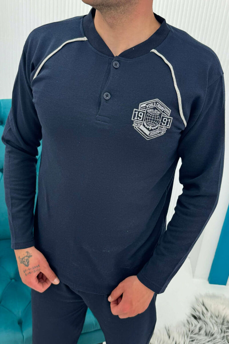 PIZHAME BLUZE ME LOGO TË THJESHTE+TUTA PER MESHKUJ NE NGJYRE BLU TE ERRET - 5