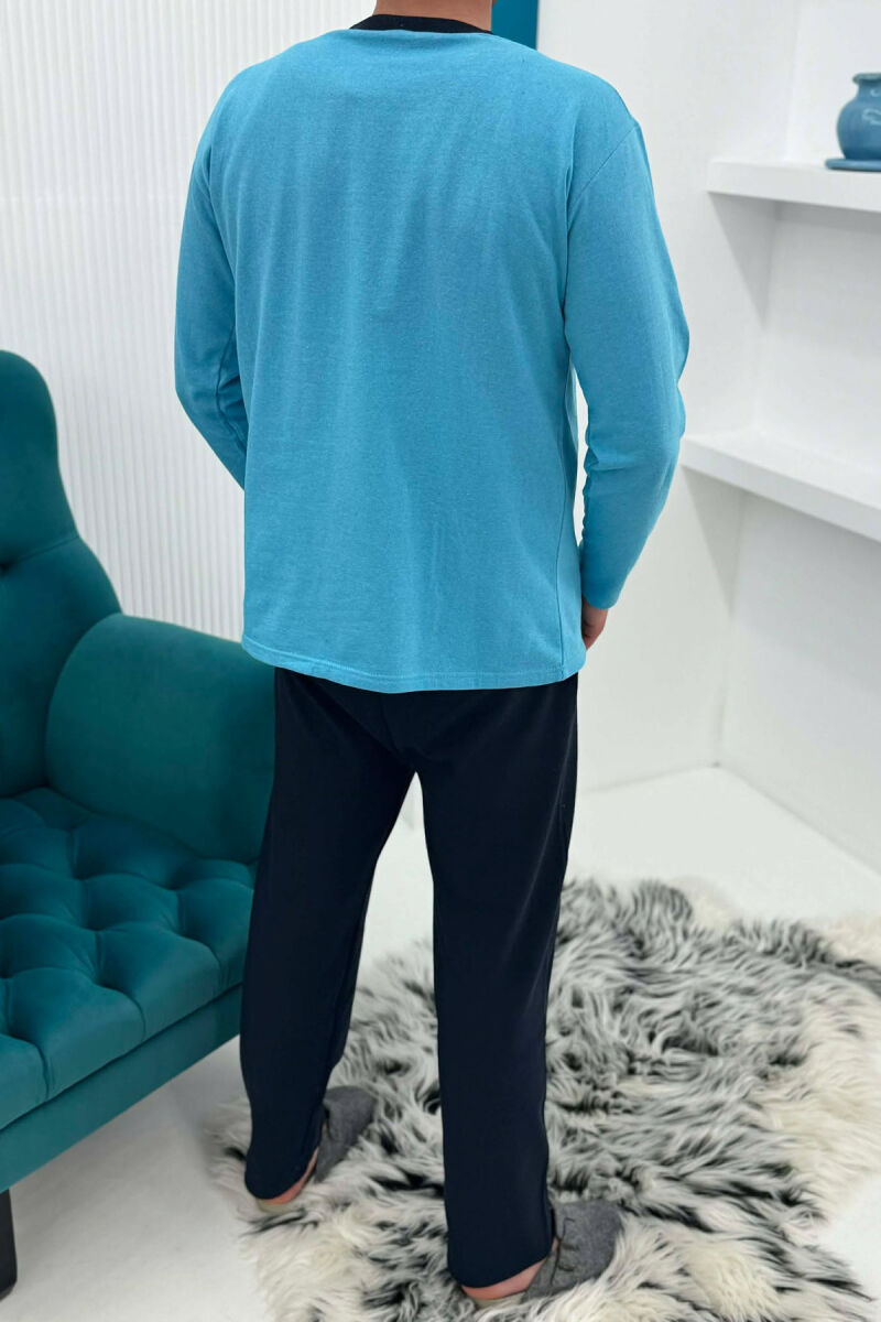 PIZHAME BLUZE ME LOGO TË THJESHTE+TUTA PER MESHKUJ NE NGJYRE BLU TE ZBARDHUR - 6