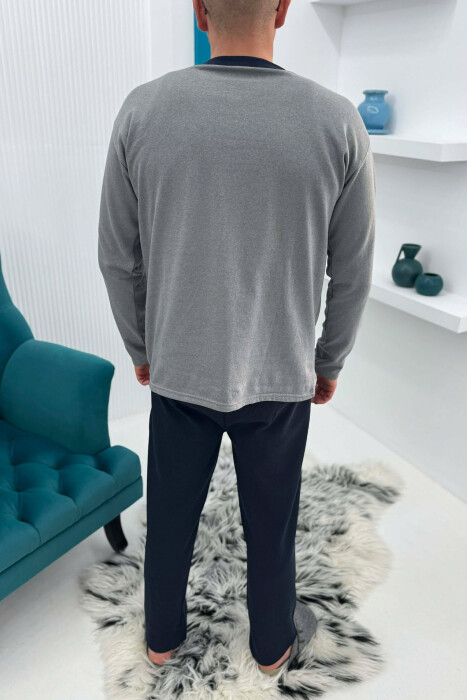 PIZHAME BLUZE ME LOGO TË THJESHTE+TUTA PER MESHKUJ NE NGJYRE GRI - 3