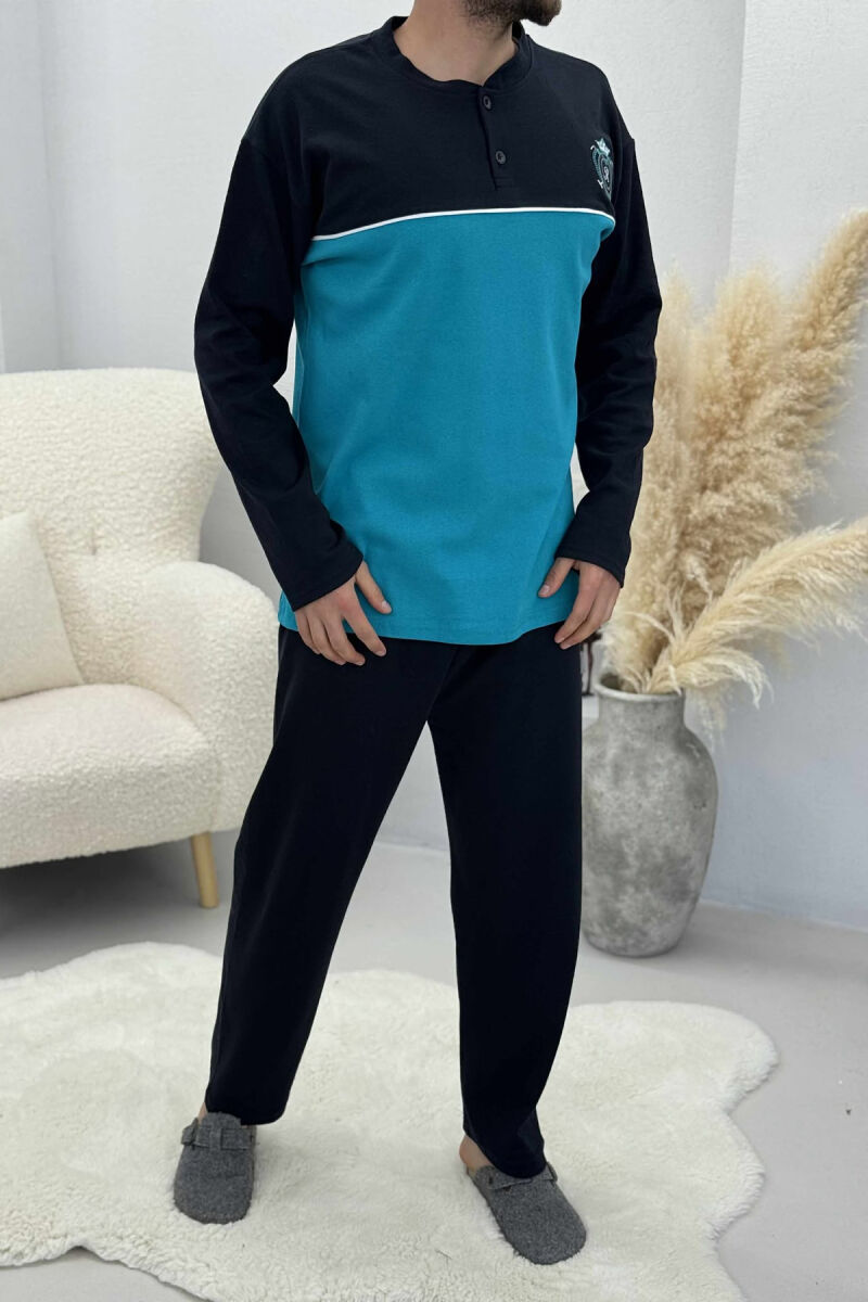 PIZHAME DY NGJYRËSHE PËR MESHKUJ NË NGJYRË BLU TË ZBARDHUR - 3