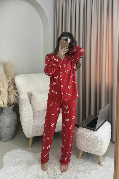 PIZHAME KËMISHË ME DIZAJN ME SHKRIME+TUTA PËR FEMRA NË NGJYRË TE KUQE - 2