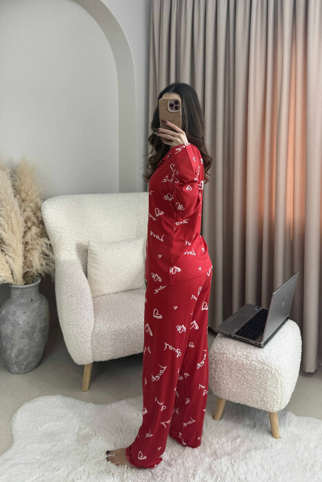 PIZHAME KËMISHË ME DIZAJN ME SHKRIME+TUTA PËR FEMRA NË NGJYRË TE KUQE - 4