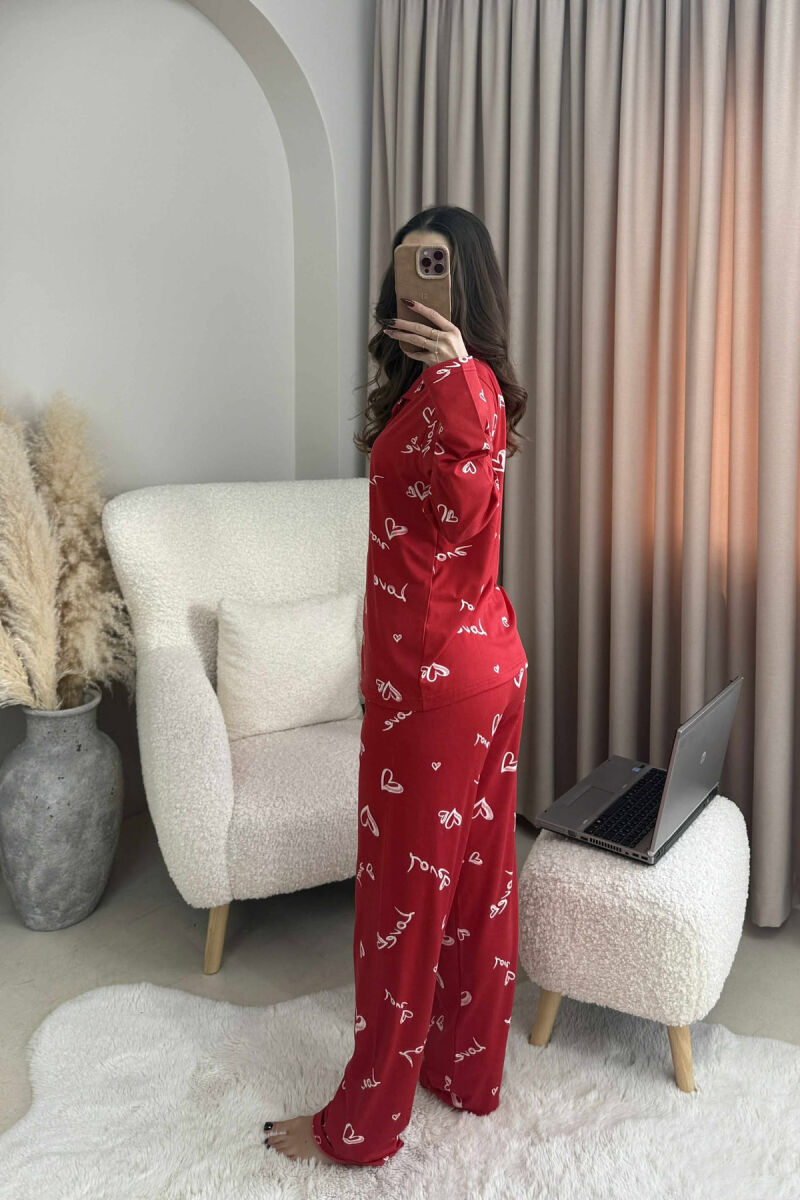 PIZHAME KËMISHË ME DIZAJN ME SHKRIME+TUTA PËR FEMRA NË NGJYRË TE KUQE - 4