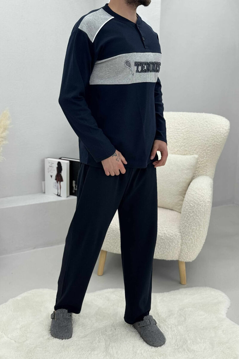 PIZHAME ME SHKRIM TENIS NË PJESËN PARA+TUTA PËR MESHKUJ NË NGJYRË BLU TË ERRËT - 3