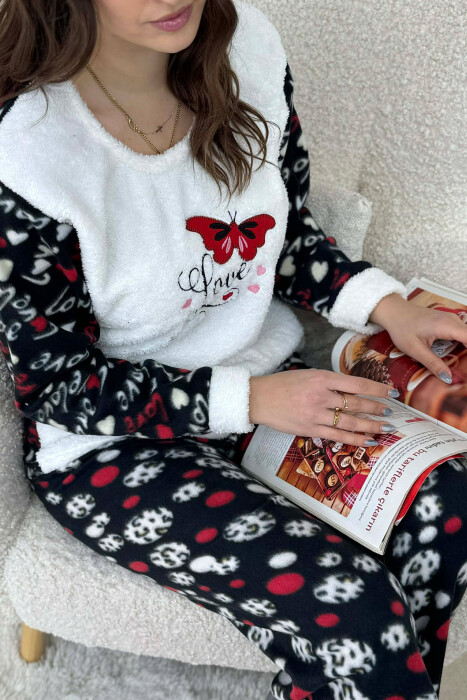 BUTTERFLY DETAIL POLAR WOMAN PIJAMAS WHITE-E BARDHE - 2