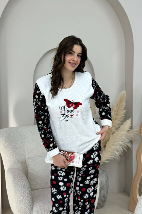BUTTERFLY DETAIL POLAR WOMAN PIJAMAS WHITE-E BARDHE - 4