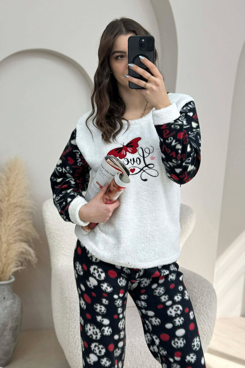 BUTTERFLY DETAIL POLAR WOMAN PIJAMAS WHITE-E BARDHE - 5