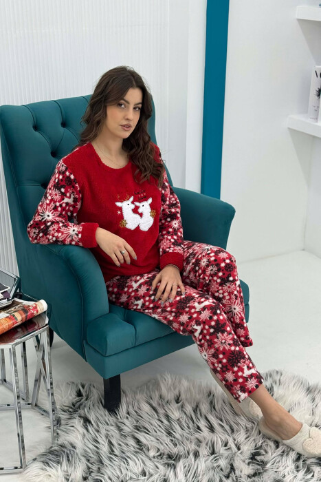 PIZHAME POLARE BLUZE ME DRER + TUTA PER FEMRA NE NGJYRE TE KUQE - 2