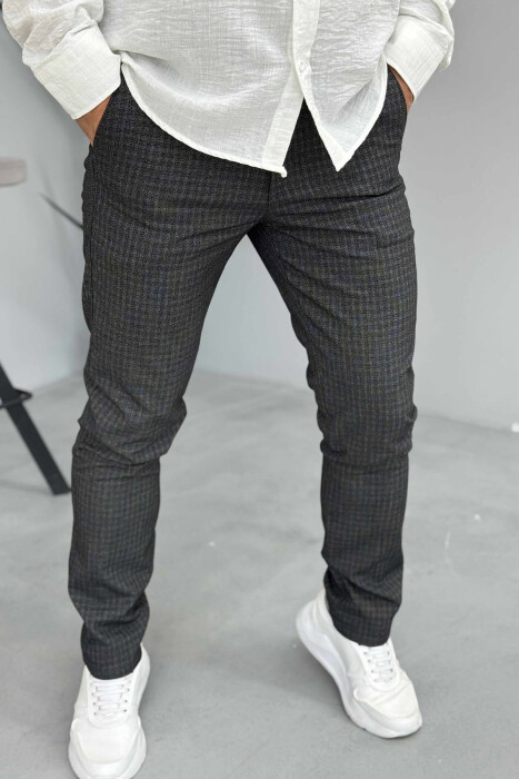 PLAID DESIGN CLASSIC MEN PANTS DARK GREY/GEE 