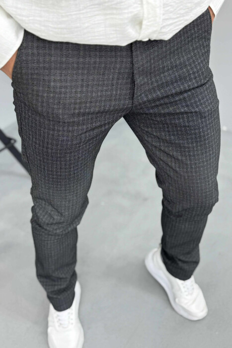 PLAID DESIGN CLASSIC MEN PANTS DARK GREY/GEE - 5