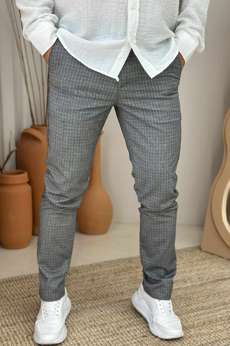 PLAID DESIGN CLASSIC MEN PANTS LIGHT GREY/GZ - 1