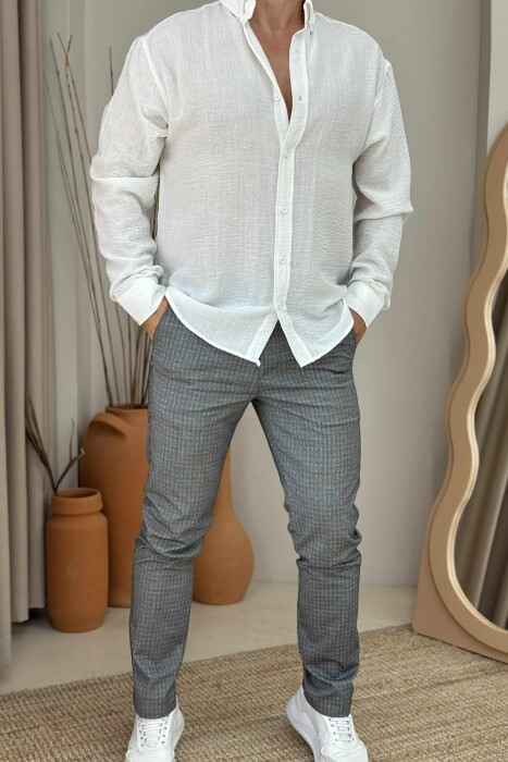 PLAID DESIGN CLASSIC MEN PANTS LIGHT GREY/GZ - 4