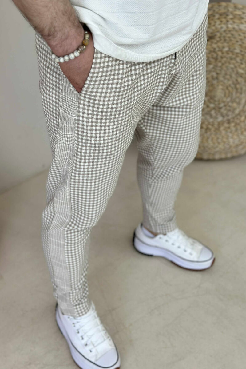 PLAID SIMPLE MEN PANTS BEIGE/BEZHE - 2
