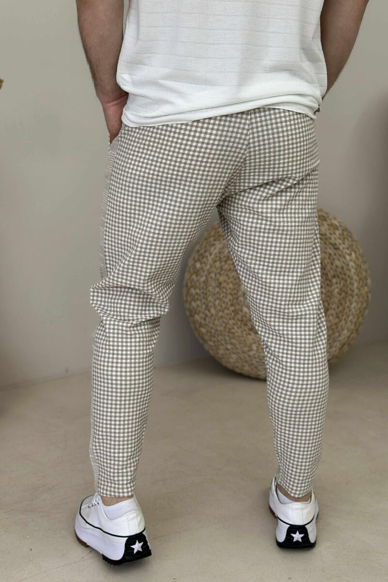 PLAID SIMPLE MEN PANTS BEIGE/BEZHE - 5