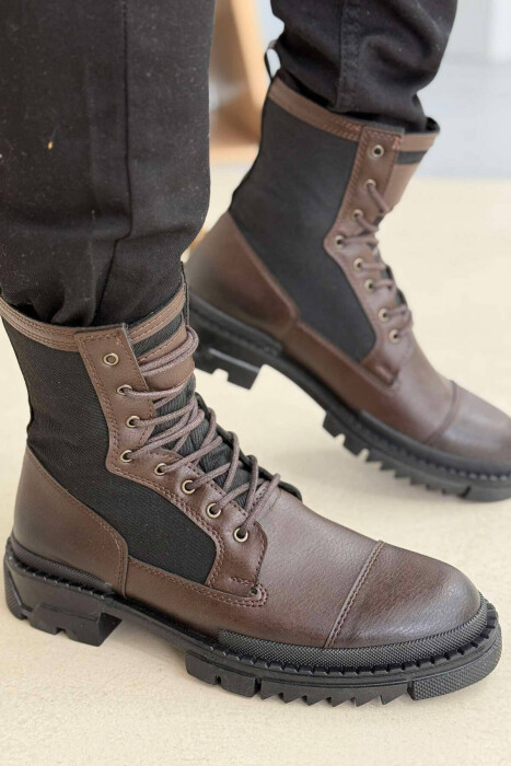 PLATFORM LACE-UP MEN BOOTS BROWN/KAFE - 2