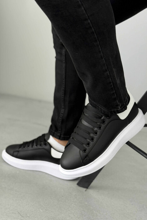 PLATFORM LACING MEN SNEAKERS BLACK-WHITE/ZEBA - KLAUDIO FASHION