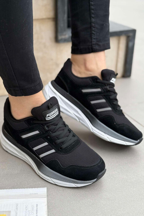 PLATFORM LACING RUNNING WOMEN SNEAKERS BLACK-WHITE/ZEBA 