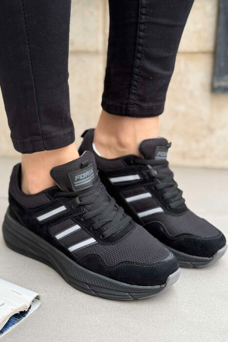 PLATFORM LACING RUNNING WOMEN SNEAKERS BLACK/ E ZEZE 