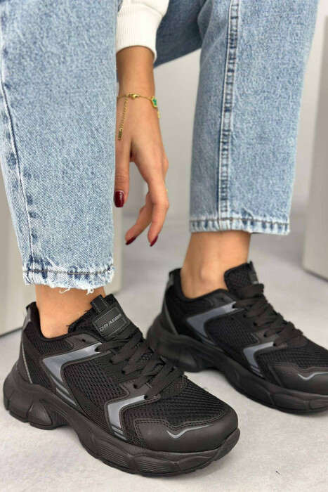 PLATFORM LACING RUNNING WOMEN SNEAKERS BLACK+DARK GREY/ZEZE+GRI ERRET - KLAUDIO FASHION