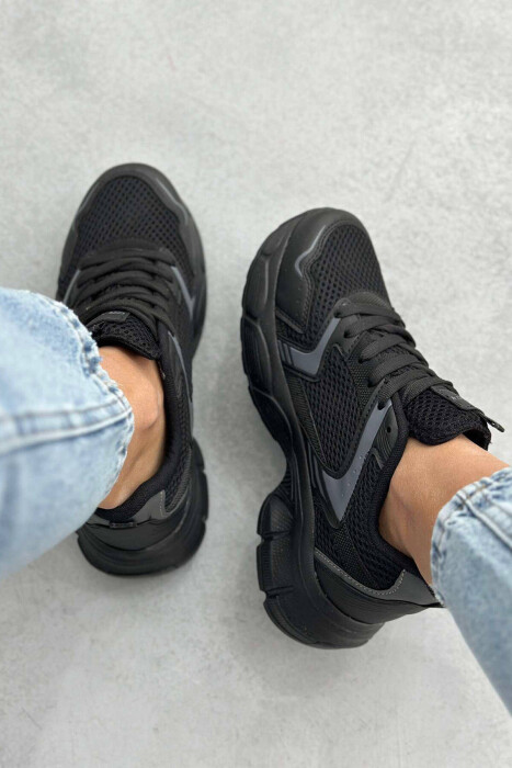 PLATFORM LACING RUNNING WOMEN SNEAKERS BLACK+DARK GREY/ZEZE+GRI ERRET - 5