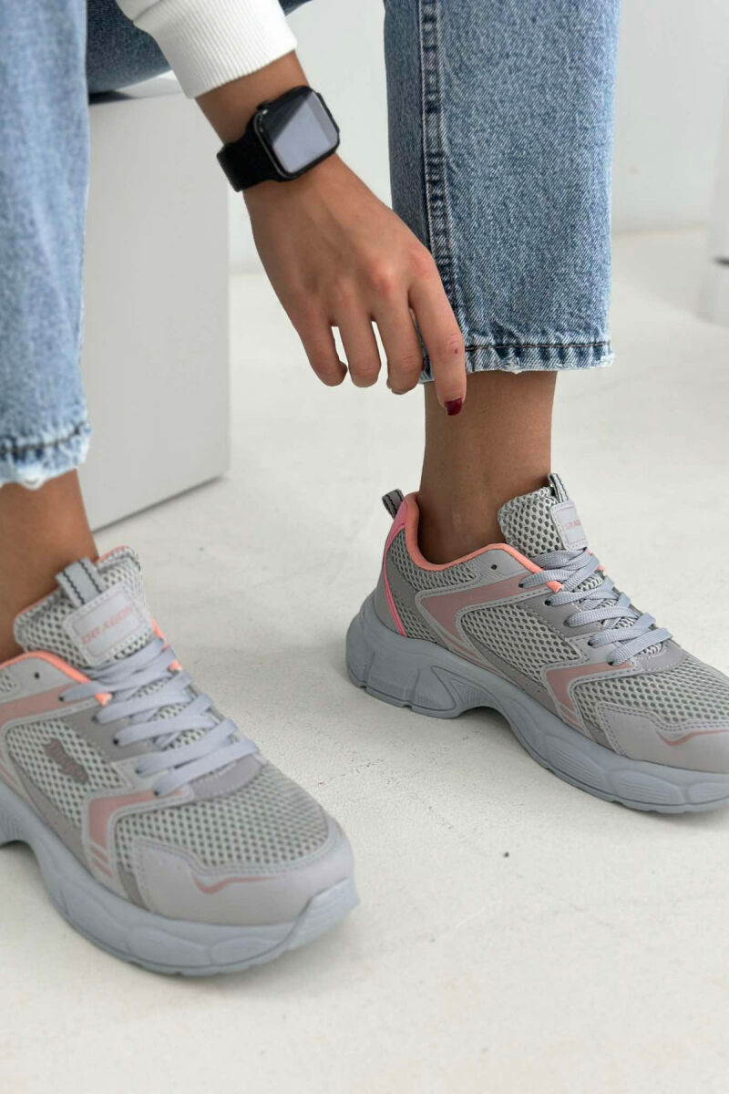 PLATFORM LACING RUNNING WOMEN SNEAKERS LIGHT GREY/GZ - 3