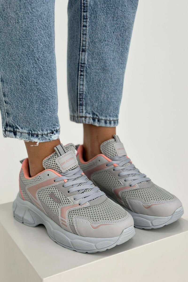 PLATFORM LACING RUNNING WOMEN SNEAKERS LIGHT GREY/GZ - 7