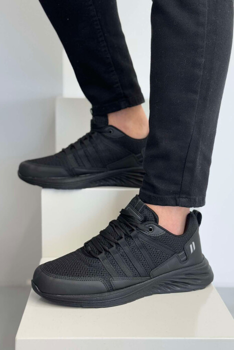 PLATFORM LACING SIMPLE MEN SNEAKERS BLACK/ E ZEZE - 4