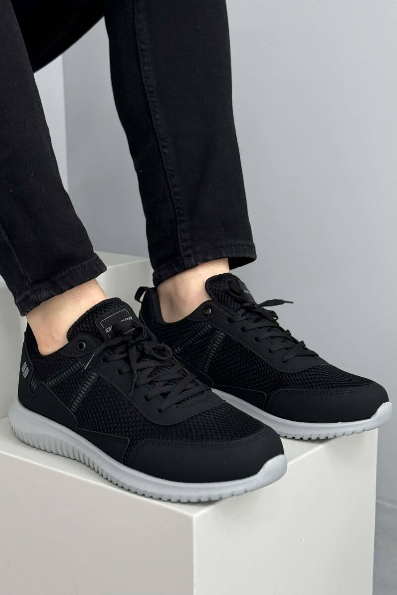 PLATFORM LACING SIMPLE MEN SNEAKERS BLACK-GREY/ZEGR - 1