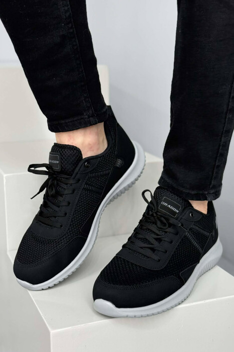 PLATFORM LACING SIMPLE MEN SNEAKERS BLACK-GREY/ZEGR - 4