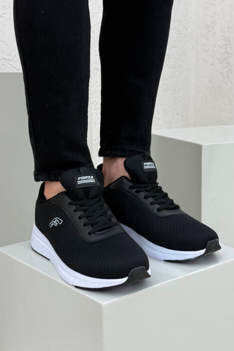 PLATFORM LACING SIMPLE MEN SNEAKERS BLACK-WHITE/ZEBA 