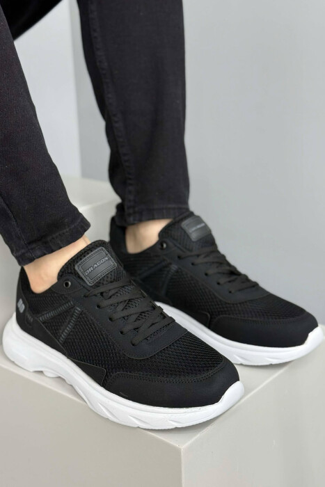 PLATFORM LACING SIMPLE MEN SNEAKERS BLACK-WHITE/ZB - 1