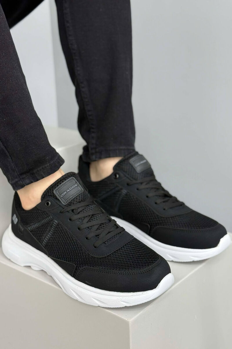 PLATFORM LACING SIMPLE MEN SNEAKERS BLACK-WHITE/ZB - 1